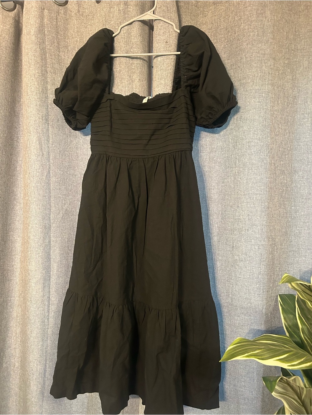 Altar'd State Black Puff-Sleeve Midi Dress. 100% cotton. Unworn